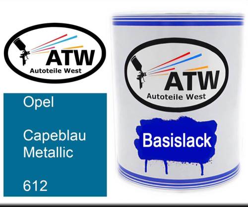 Opel, Capeblau Metallic, 612: 1L Lackdose, von ATW Autoteile West.